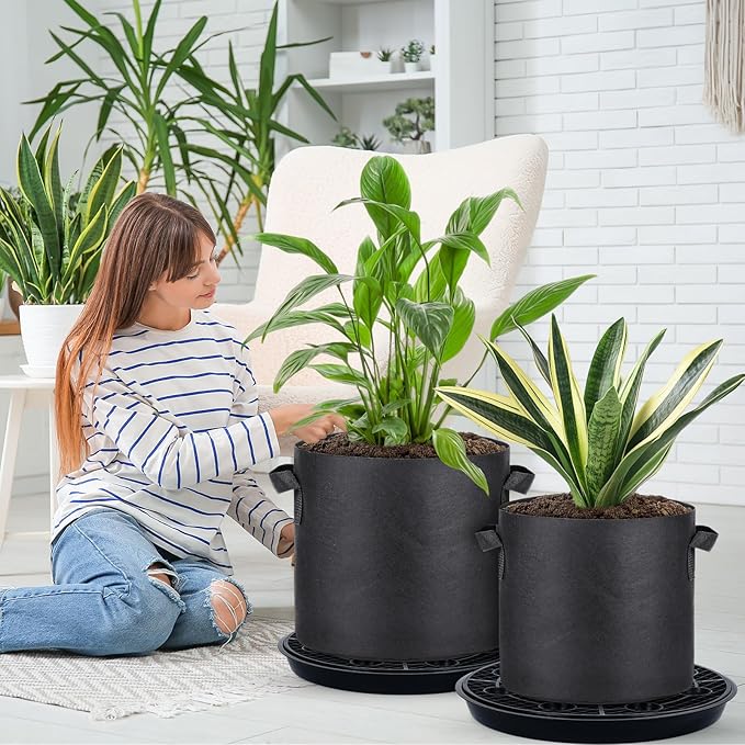 4 Pack 16.5'' Self-Watering Fabric Pot Base - Auto-Irrigation System Plant Saucer for 10 Gallon Fabric Pot, Auto Watering Plant Water Tray Self Watering System for Indoor Greenhouse Grow Tent Garden - Image 7