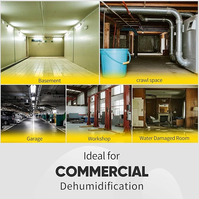 190Pints High Efficiency Commercial Dehumidifier for Basements-6000 Sq.Ft. Industrial Grade Dehumidifiers with Pump & Drain Hose for Crawl Spaces Water Damage Restoration-Auto Defrost-3PC - Image 8