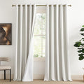 NICETOWN Extra Long Linen 100% Blackout Curtains 102 inches Length 2 Panels Set with Thermal Insulated Liners, Ivory, 62" Width, Farmhouse Style Window Draperies for Patio Sliding Glass Door by NICETOWN