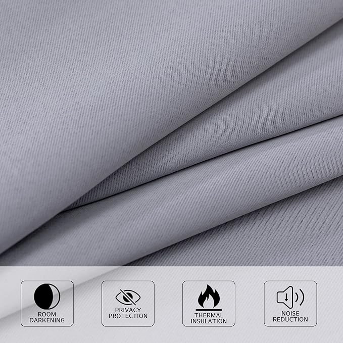 MYSKY HOME Closet Door Curtains Blackout Curtains for Bedroom Doorway 84 Inch Curtains Thermal Insulated Grommet Window Curtain for Living Room Single Panel Curtains, 42 x 84 Inch, Silver Grey - Image 4