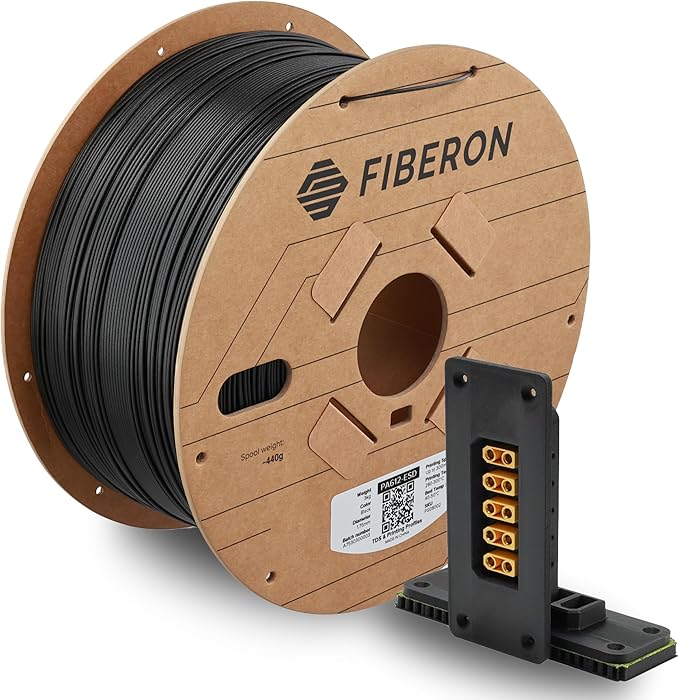 Polymaker Fiberon PA612-ESD 3D Printer Filament 1.75mm 3kg, ESD-Safe Carbon Fiber Nylon, Heat Resistant to 150°C, Chemical Resistant, Industrial Grade Strength, PCB Fixtures, Electronics Housings by Polymaker