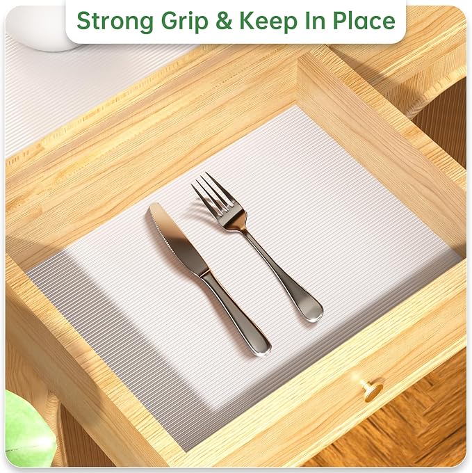 Shelf and Drawer Liner for Kitchen Cabinet, Non-Adhesive 18in x 360in Waterproof Durable Thickened EVA Material Easy-to-Cut Contact Paper Non Slip Mat for Refrigerator, Cupboard, Dresser - Image 6