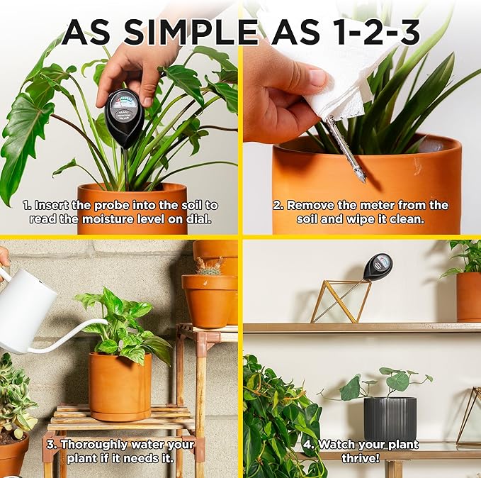 Classy Casita Soil Moisture Meter - Hygrometer Sensor Tool for Indoor and Outdoor Plants - Monitoring Water Levels in Soil House, Gardening, Farm, Lawn, Potted Care - No Batteries Required - Black - Image 2