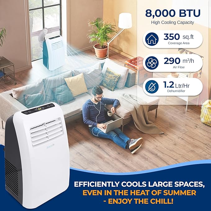 SereneLife 3-in-1 Portable Air Conditioner with Built-in Dehumidifier Function,Fan Mode, Remote Control, Complete Window Mount Exhaust Kit - Image 2