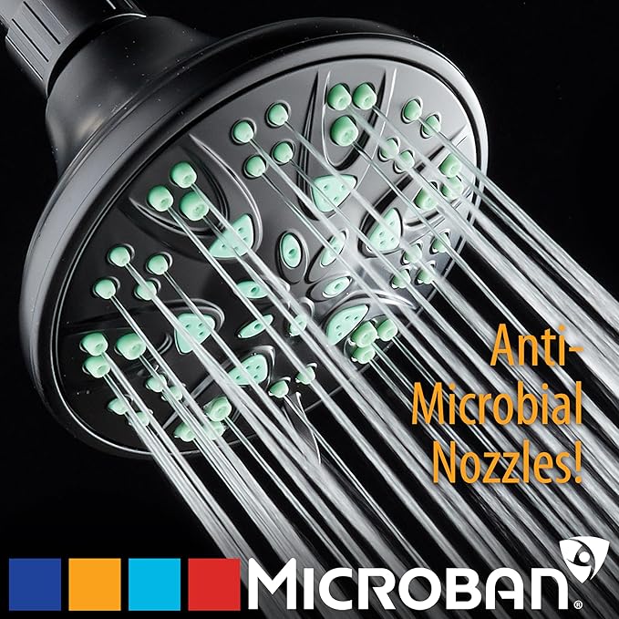 AquaDance Antimicrobial – Anti-Clog High-Pressure 6-Setting Shower Head with Microban Nozzle Protection from Growth of Mold, Mildew & Bacteria for Stronger Shower! 4" Coral Green - Image 5