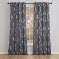 NICETOWN Blackout Curtains for Bedroom, 1 Pair, 52 inches by 90 inches, Grey, Foil Printed Wave Lines Energy Saving Thermal Insulated Solid Grommet Blackout Draperies for Patio Hall Studio by NICETOWN