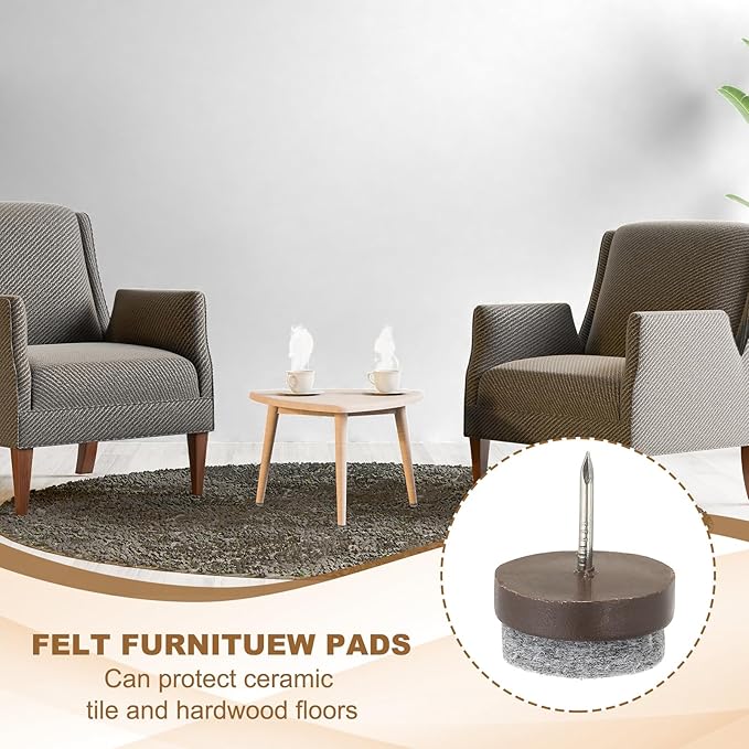 PATIKIL 22 mm Nail-on Felt Pads, 72 Pcs Round Felt Furniture Sliders Pads Heavy Duty Floor Protectors for Wooden Chair Sofa Cabinet Table Leg Feet Hardwood Floors, Black/Brown/White - Image 4