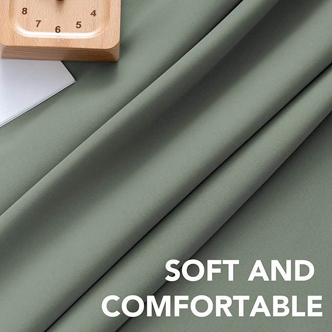 H.VERSAILTEX Blackout Curtains Thermal Insulated Window Treatment Panels Room Darkening Blackout Drapes for Living Room Back Tab/Rod Pocket Bedroom Draperies (2 Panels, Green Bay, 52 x 84 Inch) - Image 5