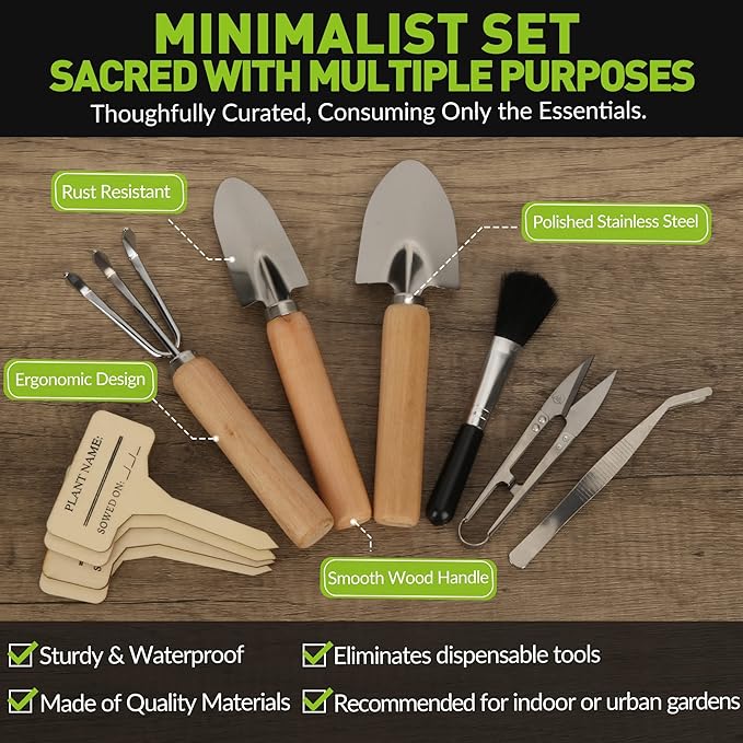 Indoor Garden Tools for Gardening - KiiZYS 12-Piece Small Garden Tools Set - Indoor Gardening Gifts for Women - Mini Hand Tools House Plant Tool - Image 4
