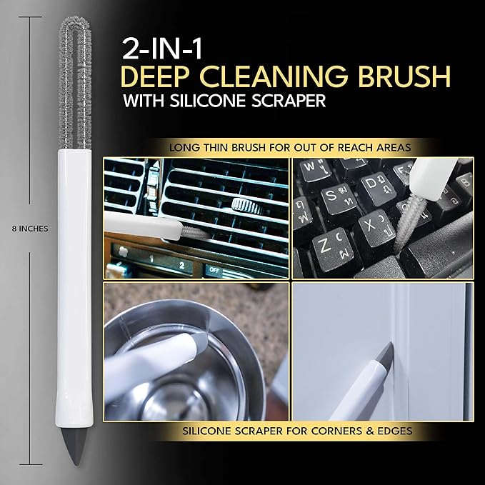 Small Cleaning Brush Set 3pcs—Crevice Brushes for Cleaning—Scrub Brushes Set with Silicone Tipped Scrub Brush—Stiff Handle Miniature Cleaning Brush for Kitchen Uensils, Tight Spaces, Tub, Shower - Image 6