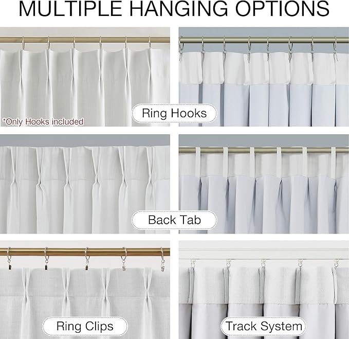 Kayne Studio White Pinch Pleated Full Blackout Curtains, Thermal Insulated Soundproof Back Tab Room Darkening Drapes, 90 Inch Window Curtain Panels withHooks for Living Room/Bedroom(2 Panels, 40"x90") - Image 3