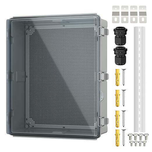 Joinfworld Outdoor Cable Box Enclosure 19.7x15.7x7.9 Waterproof Junction Box Outdoor Clear Nema 4 Electrical Box for WiFi Router Breaker Solar Electronics by Joinfworld
