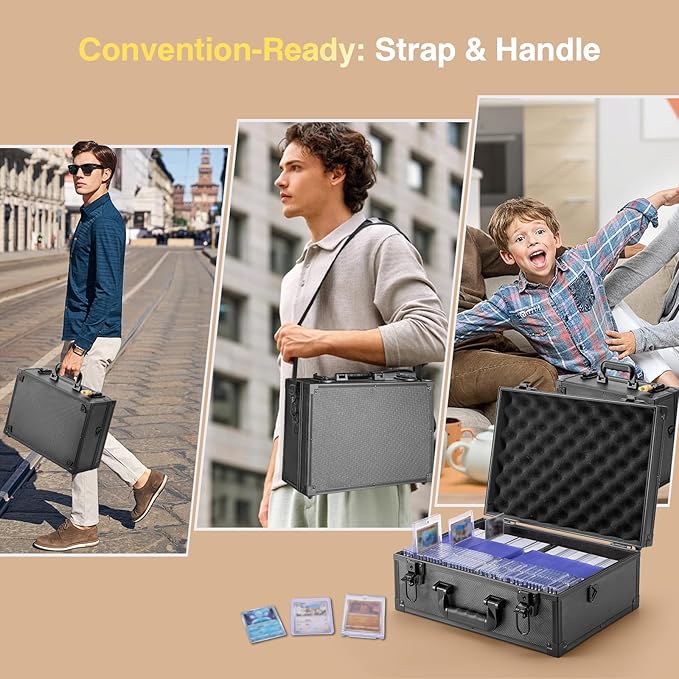 Trading Card Storage Box for 3"x4" 35pt Rigid Cards, Holds 600+ Toploaders, Sports Card Case with 6 Foam Dividers, Toploader Storage Box, Sports Card Storage with Key Lock - Image 7