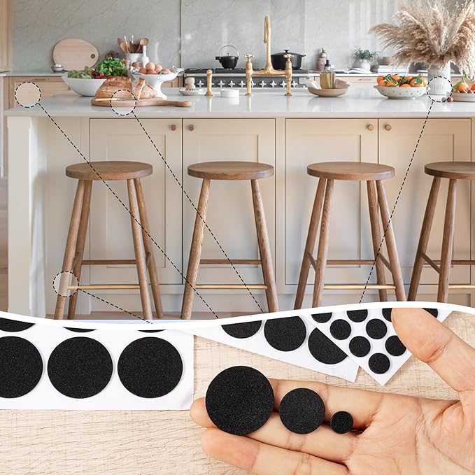 456 Pcs Small Felt Furniture Pads, Self-Adhesive EVA Foam Dot Circles, Round Felt Furniture Stickers for Desks Drawers Vases Photo Frames Cabinets Doors-Black (0.39'', 0.78'', 1.18'') - Image 5