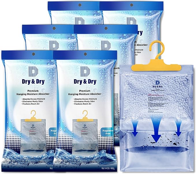 Dry & Dry Moisture Absorbers Dehumidifiers for Home, Basement, Bedroom, Small Dehumidifiers - Moisture Absorbers - White - 6 Packs (14 ounce/pack) by DryDry