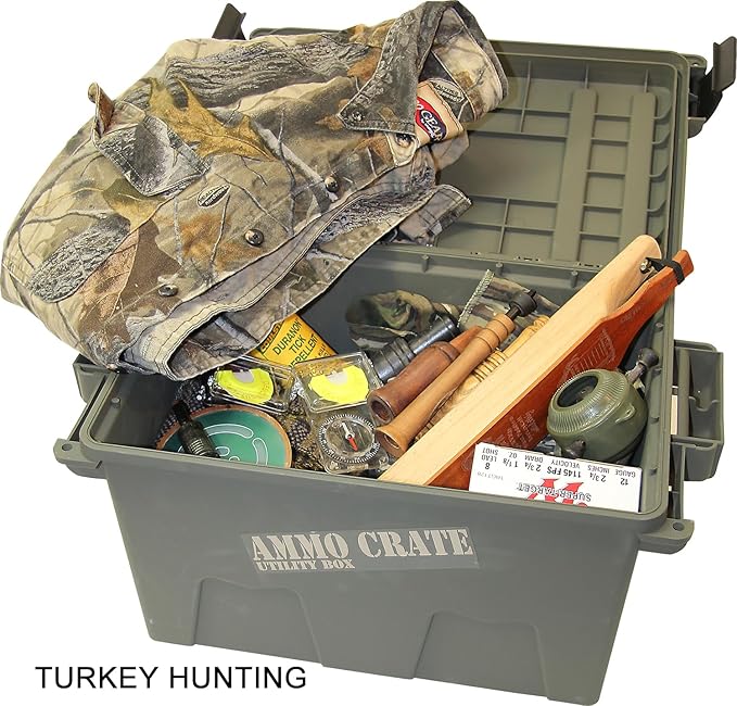 MTM ACR7-18 Ammo Crate Utility Box, Ammo, survival or hunting gear storage, O-Ring seal for water resistant dry storage, Double padlock tabbed for security, Carries 65lbs of gear, Army Green - Image 6