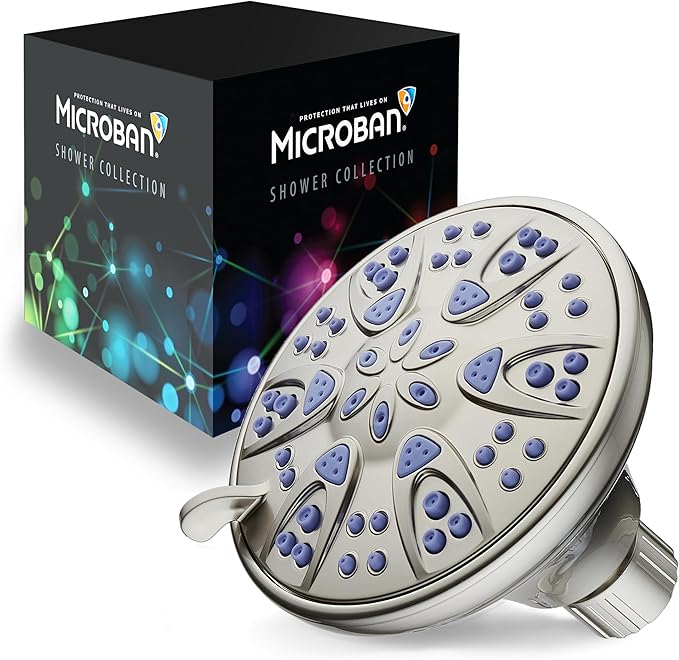 AquaDance Antimicrobial – Anti-Clog High-Pressure 6-Setting Shower Head with Microban Nozzle Protection from Growth of Mold, Mildew & Bacteria for Stronger Shower! 4" Sunset Blue - Image 3