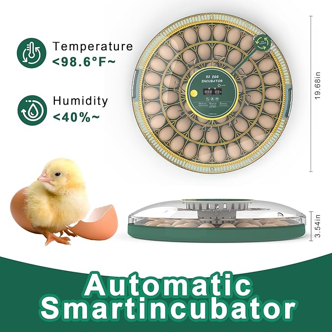 52 Egg Incubator with Automatic Egg Turning and Humidity Control,360 Degree View with Clear Window, Incubators for Hatching Eggs, Chicken, Ducks, Goose, Pigeon, Quail, Parrot - Image 2