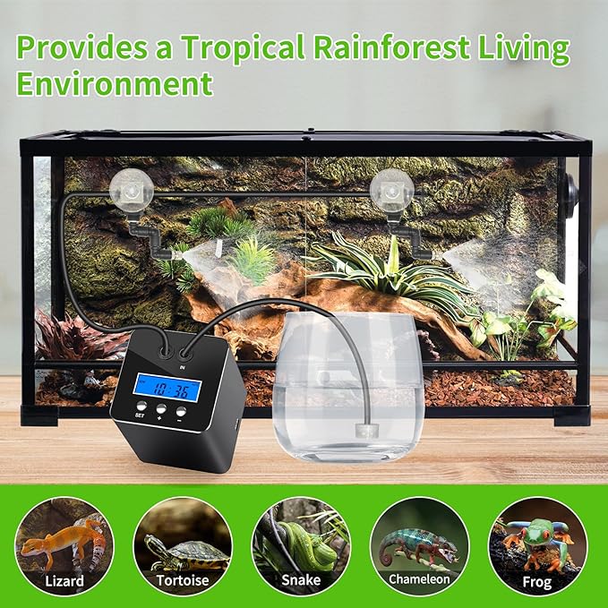 Reptile Mister System, Reptile Humidifier for Terrariums, auto Mister with 2 Spray Nozzles for Reptiles，Snakes,Frogs,Plants - Image 6