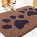 Smiry Dog Door Mat for Muddy Paws, Absorbs Moisture and Dirt, Low-Profile Entryway Mat with Non-Slip Backing, Entry Indoor Outdoor Doormat for Inside Floor (30x20 Inches, Camel and Black, Paw) by Smiry