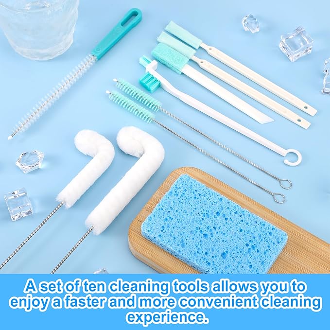 10pcs Ice Maker Cleaner Brush, Portable Ice Machine Cleaner Tool Cleaning Set for Crevice & Tight Spaces - Image 6