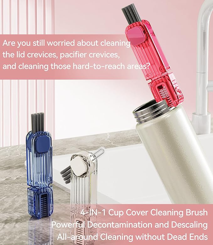 4 in 1 Cup Lid Gap Cleaning Brush, Multifunctional Insulation Bottle Cleaning Tools, Mutipurpose Tiny Silicone Cup Holder Cleaner, Home Kitchen Cleaning Tools - Image 6
