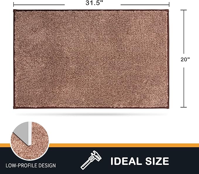 PURRUGS Dirt Trapping Door Mat 20" x 31.5", Non-Slip Machine Washable Entryway Rug, Dog Doormat, Indoor Front Door Mat, Super Absorbent Entry Rug for Muddy Shoes & Paws, Brown-Light Cream - Image 2