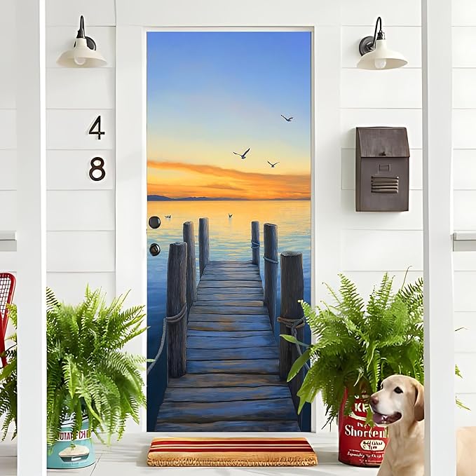 3D Door Stickers, Peel and Stick Vinyl Wallpaper, Self-Adhesive Mural Door Cover for Home Decor 30.3" W x 78.7" H - Image 4