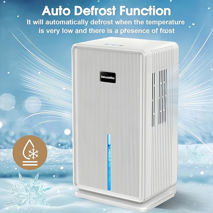 Dehumidifiers for Home, Upgraded 101OZ Dehumidifier (800 sq.ft), Quiet Dehumidifier for Basement, Bedroom, Bathroom, RV, Closet with Auto-off, Sleep Mode, 7 Colorful LED Light, Small Portable, White - Image 5