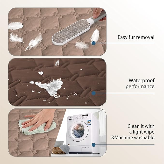 gogobunny 100% Double-Sided Waterproof Dog Bed Cover Pet Blanket Sofa Couch Furniture Protector for Puppy Large Dog Cat, Reversible (52x82 Inch (Pack of 1), Dark Chocolate/Light Chocolate) - Image 7