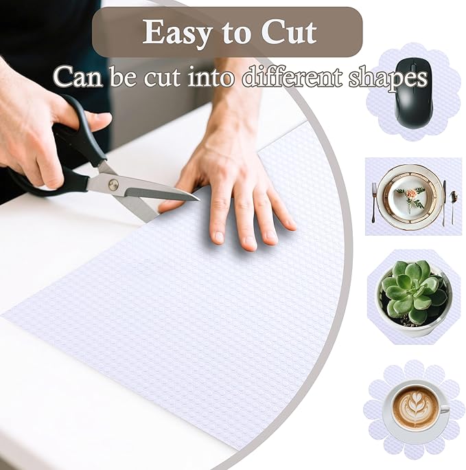 Cabinet Shelf Liner 24 Inch Wide X 20 Ft Non-Slip Kitchen Drawer Liners Waterproof & Oil-Proof Drawer Liners for Cupboard Pantry Non Adhesive Refrigerator Shelf Liner Strong Grip Cabinet Mat (White) - Image 4