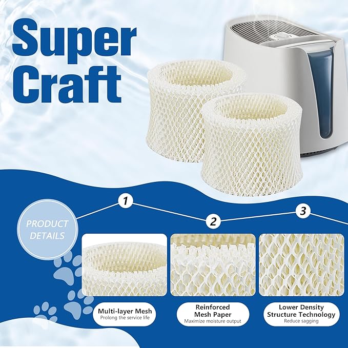 Funmit Humidifier Filters Replacement for Honeywell Humidifier Filter HAC-504 HAC-504AW and Honeywell Filter A, Replacement for Honeywell HCM-350 HCM-500 HCM600 Cool Mist Humidifiers, 4 Pack, White - Image 3