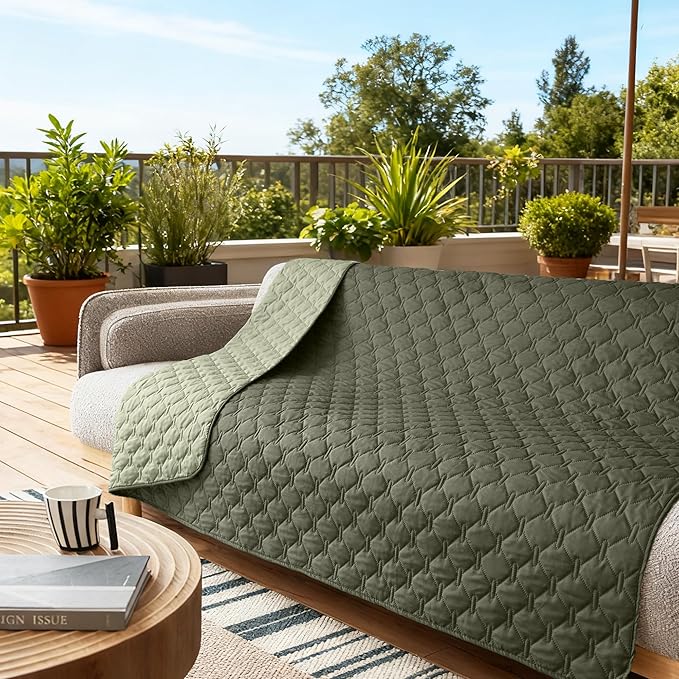 gogobunny 100% Double Sided Waterproof Dog Blanket Soft Pet Bed Cover Reversible Protect Furniture Couch Sofa Car for Puppy Large Dog Cat (Dark Olive/Light Olive, 68x82 Inch (Pack of 1)) - Image 5