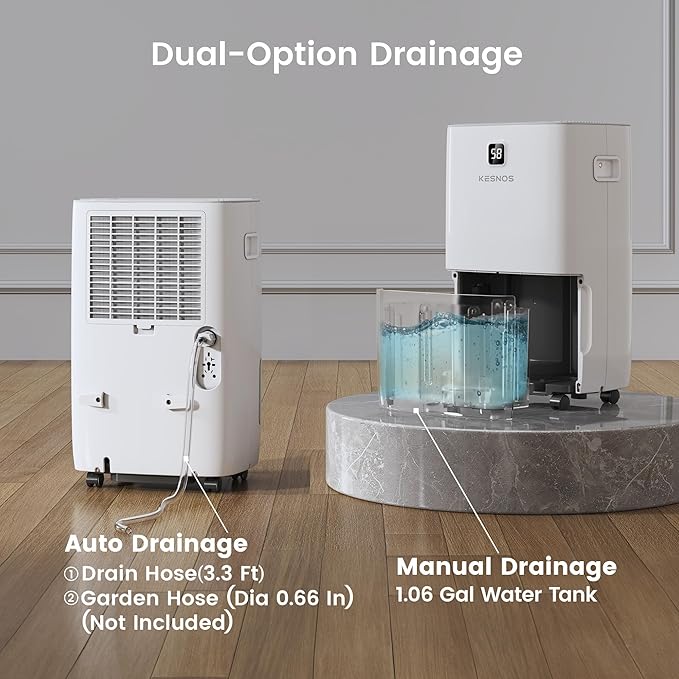 Kesnos 120 Pints Energy Star Dehumidifier for Home & Basement with Drain Hose, Front LED Display and 1.06 Gal Water Tank, Ideal for Spaces up to 6,500 Sq. Ft., Featuring Auto Defrost & Timer Function - Image 4
