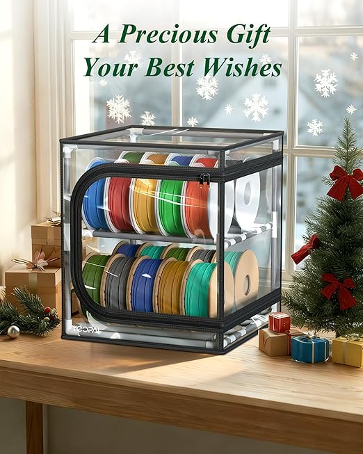 YOOPAI 3D Printer Filament Storage Box with Desiccants - 2 Tiers Metal Filament Storage Rack with Trans Cover,Holds Up to 24 Rolls of Filaments - 3D Filament Storage for Home, Office Workshop, Studio - Image 9