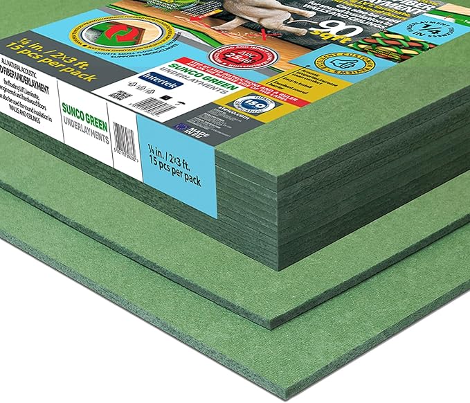 Wood Fiber Flooring Underlayment, 6mm (1/4 Inch) Thickness - 90 Sq Ft, Natural Soundproofing Insulation, for Laminate, Vinyl, LVT, LVP, or Hardwood by STEICO