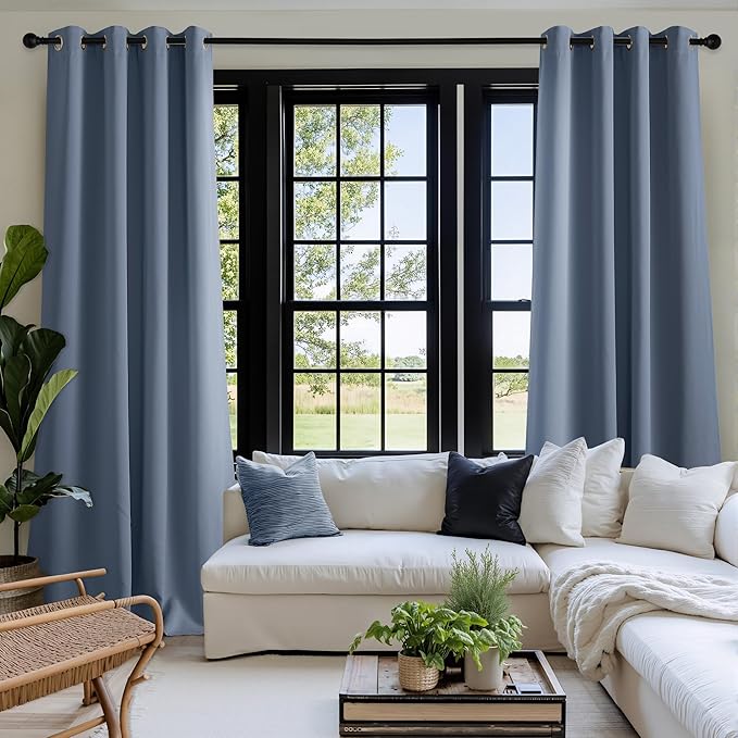 NICETOWN Room Darkening Draperies Curtains Panels, 2 Panels Stone Blue W52 x L63 - Image 8
