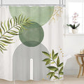 Sage Green Boho Shower Curtain 60Wx72H Modern Bohemian Abstract Leaves Olive Dark Green Mid Century Plant Bathroom Decor Minimalist Geometric Arch Bath Curtain Fabric Polyester 12 Pack Hooks by MitpokBrand