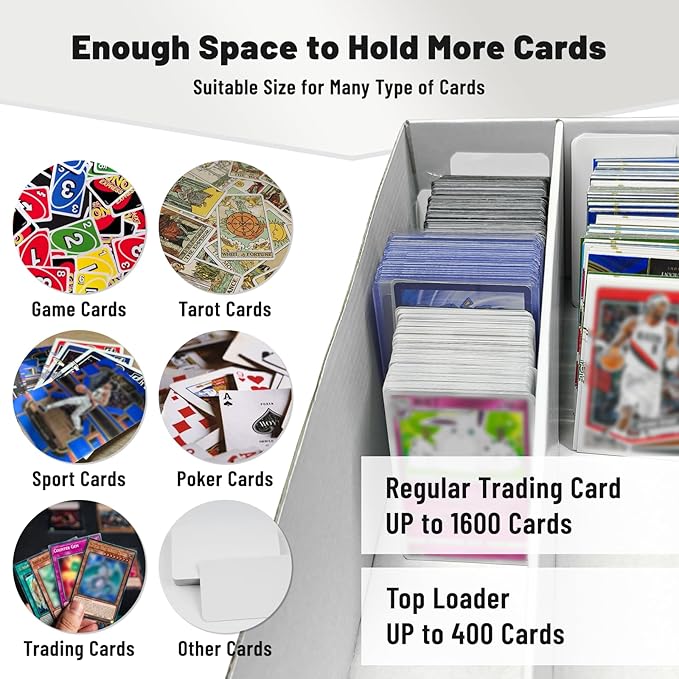 NUMINA 6 Pack 2-Row Cardboard Card Storage Box for Large Card Collections, Holds up to 1800 Loose Cards per Box, Heavy-Duty Trading Card Organizer with Dividers for MTG & Sports Cards - Image 2