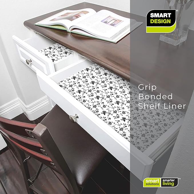 Smart Design Bonded Grip Shelf Liner - 12 Inch x 60 Feet Total (Set of 6 Rolls) - Non Adhesive, Strong Grip Bottom, Easy Clean Kitchen Drawer, Cabinet, Cupboard Dresser Cover - Wisteria Black - Image 6