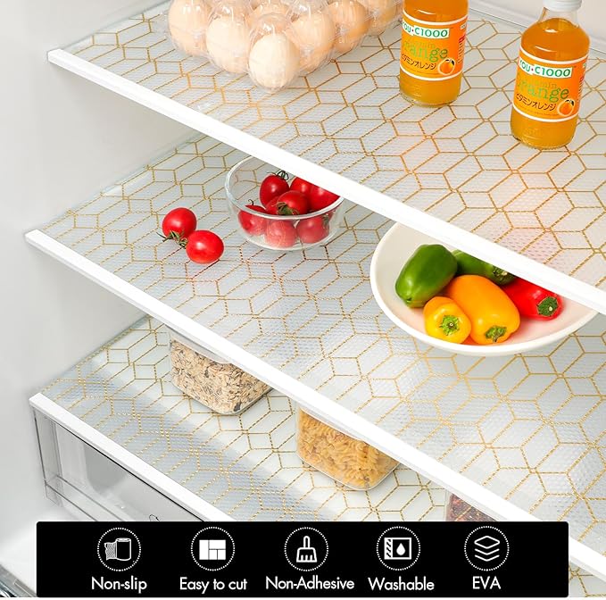 Cooyes Shelf Liner, Non Adhesive Drawer and Cabinet Liner, EVA Washable Oil-Proof Shelf Paper for Kitchen Cabinets, Refrigerator, Storage, Desks with Modern Pattern - Image 7