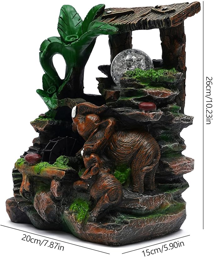 Tabletop Rockery Fountain Indoor Waterfall Bonsai Desktop Mini Rockery Water Fountain with Automatic Pump and LED Light, Home Office Bedroom Humidifier Desk Decorate (Style 12) - Image 4