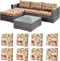 8Pcs Stretch Patio Cushion Cover, Floral Couch & Sofa Slipcovers for Patio Furniture Cushions Washable Reusable Couch Covers Replacement for All-Season (Rosy Pink Floral,Cover Only) by CALBODE
