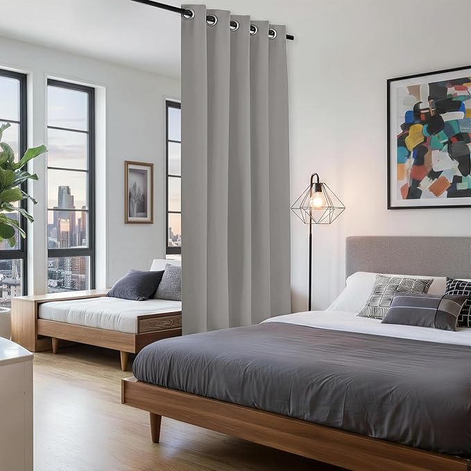 BONZER Room Dividers Curtain - Room Darkening Privacy Noise Reduce Thermal Insulating Window Curtains for Bedroom Living Room Doorway, 108L x 60W Inch (9L x 5W ft), 1 Panel, Silver - Image 4