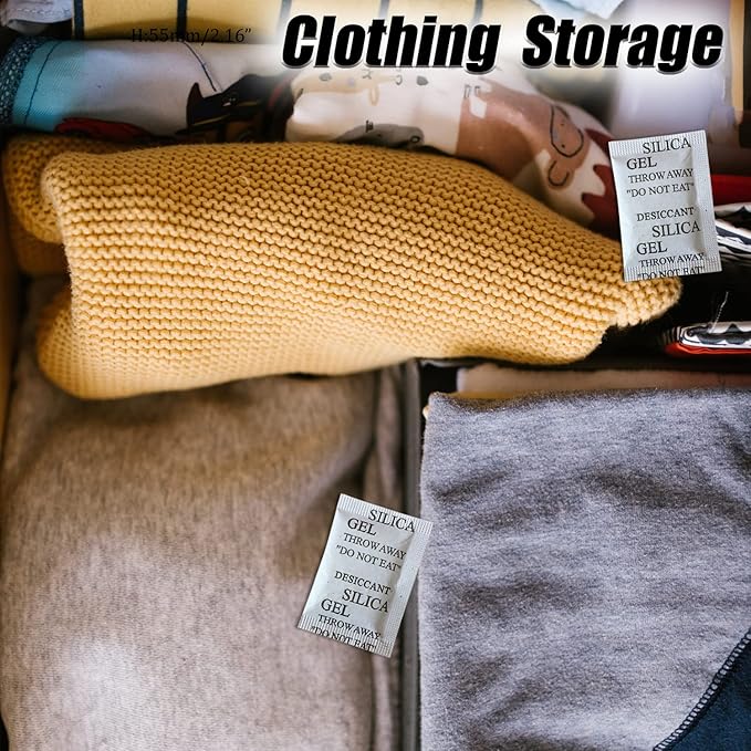 50PCS 5 Gram Silica Gel Packets, Premium Moisture Absorbers, Desiccant Packs for Storage Clothes, Shoes, Electronics, 3D Filament, Safes, Rechargeable Humidity Packs, Dehumidifier Bags, Silica Packets - Image 5