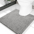 Smiry Luxury Chenille Toilet Rugs U-Shaped 20x20, Soft Absorbent Non-Slip Contour Bathroom Rugs for Toilet, Machine Washable Contoured Bath Mats, Light Grey by Smiry