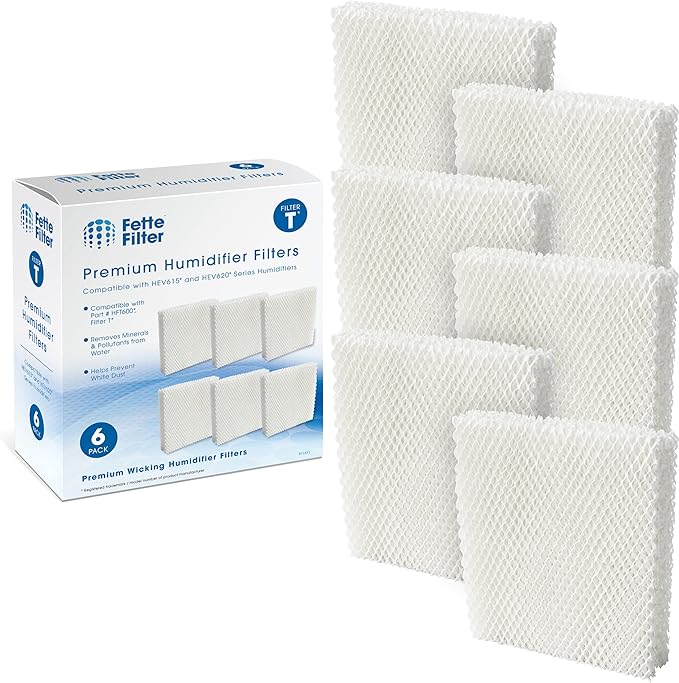 Fette Filter - Filter T Humidifier Wicking Filters Compatible with Honeywell HFT600T HFT600PDQ for Honeywell Tower Humidifier HEV615 Series & HEV620 Series. Includes 6 Replacement Filters. by Fette+Filter