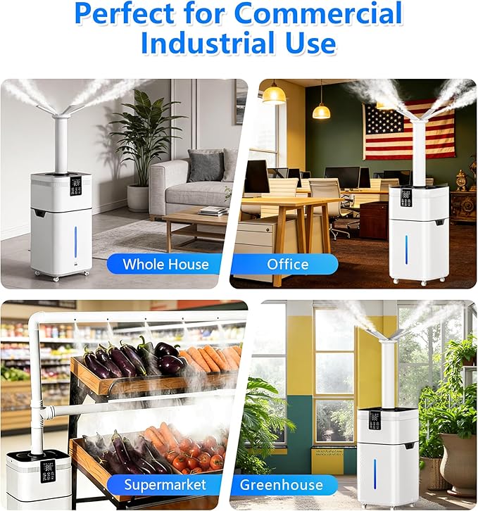 30L/7.93Gal Commercial Humidifier for Large Room 4200 sq ft, 3000mL/H Whole House Humidifiers with Supersized Cool Mist,Quiet Humidifiers for Bedroom, Home,Office, Plants, Warehouse - Image 8