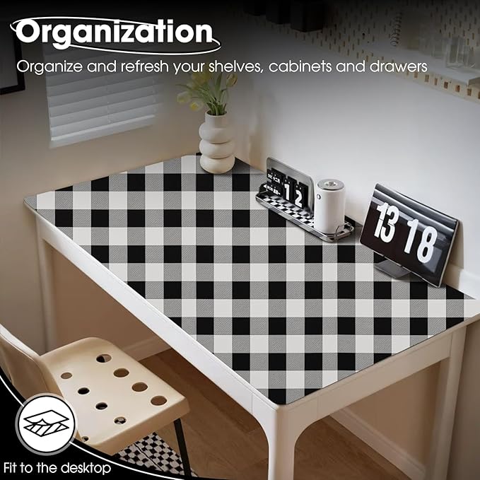 Drawer and Shelf Liner, Non-Slip Kitchen Cabinet Liners Non-Adhesive Thick Strong Grip Waterproof Washable Mats Protect Dresser Shelves Cupboard Bathroom Cabinets, Buffalo Plaid, 12 in X 10 FT - Image 6