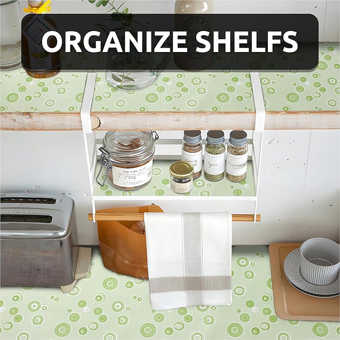 FIFTY FEET 12X120 Inch Shelf Liner for Kitchen Cabinets, PVC Drawer Liner for Dresser Non-Slip Bathroom, Non-Adhesive Cabinet Liner Washable (Green Bubble)(1 Roll) - Image 2